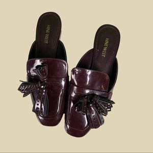 Nine West Patent Leather Backless Loafers